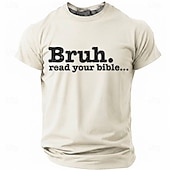  Bruh Read Your Bible Funny Christian Men's Sarcastic Religious Meme T Shirt Graphic Crew Neck Short Sleeve Church Youth Group Gift for Son Designer Clothing Apparel
