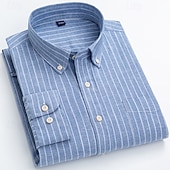 economico Camicie Button Down da uomo-Per uomo Camicia Camicia di lino Camicia elegante Camicia button-down Blocco di colori Quotidiano Affari Blu Blu chiaro Bianco Rosso Manica Lunga Collo ripiegato Tutte le stagioni Abbigliamento