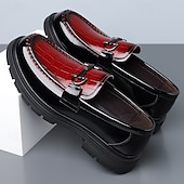 billiga Loafers-Herr svarta röda lackloafers slip-on metallbitar med grov sula lyxiga formella skor för bröllop, banketter, fester, bal och iögonfallande aftonkläder
