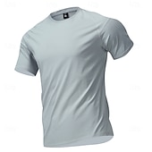 billige Casual T-skjorter for menn-Herre T skjorte Kortermet skjorte T-skjorte Kortermet Crew-hals Sommer Vår Helfarge Gatemote Stilfull Fritid Fort Tørring Tynn Daglig utendørs Feriereise Lysegrå Topp T-skjorte for menn