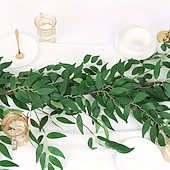 ieftine Plante artificiale și verdeață-2/4 buc ghirlandă artificială din frunze de salcie verde, plante suspendate din plastic lungi de 2 m cu frunze detașabile, decor realist din iederă artificială pentru nuntă, logodnă, petrecere, casă,