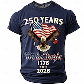  2026年7月4日 250周年 男性用 おかしい Tシャツ 半袖 Tシャツ 3Dプリント クルーネック シャツ ファッション デザイナー シンプル カジュアル 日常 パーティー レイクブルー ブラック ルビーレッド 夏 春 衣類 S M L XL XXL XXXL