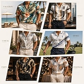  Homens 4 de julho - 250º aniversário dos EUA Bandeira americana Camisa Social Blusa de cetim Saia Manga Curta Patriótico Ao ar livre Feriado Verão Primavera Aberto para a Lateral Impressão 3D Camisas