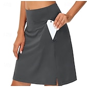 abordables Jupes et skorts pour femmes-Femmes Couleur Unie Jupe décontractée Jupes de tennis avec shorts Jupe de sport Avec Poches Taille haute Élastique Évacuation de la transpiration Respirant Tennis Le golf Course Jupe Jupe-short Gris