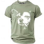 economico Magliette con stampa animale-Maglietta da uomo con chihuahua che fuma una sigaretta, streetwear grintoso, meme divertente, vestibilità regolare, stile thug life, cane cattivo, abbigliamento casual quotidiano firmato, taglie S, M,