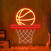cheap Decorative Lights-Basketball Neon LED Wall Light, USB Powered Adjustable Brightness, Indoor Bedroom, Gaming Room, Game Room, Esports Room, Man Cave, Kids Room, Teen Boys, Basketball Fans, Birthday, Holiday, Party, Home