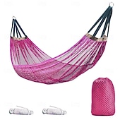 voordelige Patio-decoratie-Hangmat voor buiten met ijsnet en gebogen stang, anti-kantelontwerp voor veilige en comfortabele ontspanning, perfect voor kamperen, reizen, loungen in de achtertuin en buitenavonturen, duurzaam en