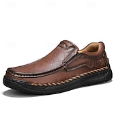 economico Scarpe Casual Slip-On-Mocassini casual da uomo marroni, cuciti a mano, comodi da indossare tutti i giorni, per viaggiare, guidare, per l'ufficio, per il fine settimana e per uno stile casual elegante e rilassato.