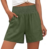 abordables Short de sport-Femmes Chinos Shorts Vacances Basique Court Taille haute Uni Confort Élastique Quotidien Mer bleue Noir Rouge bleu marine Été Printemps Coupe Ample