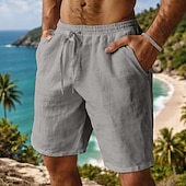abordables Día festivo-Hombre Pantalón corto Pantalones cortos de verano Pantalones cortos de playa Pantalones cortos holgados Correa Cintura elástica Plano Comodidad Transpirable Longitud de la rodilla Diario Exterior