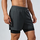 baratos Calções de corrida-Homens Shorts de Corrida Calções atléticos Shorts de Academia Bolsos 2 em 1 Com forro de compressão Calção Casual Diário Esporte Verão Primavera Secagem Rápida Leve Pavio Humido Treino de Ginástica