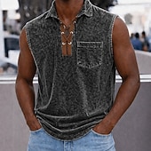 cheap Men's Classic Polo-SoftFade™ Men's Polo Shirts 100% Cotton Acid Wash Shirt Casual Holiday Lace Up Neck Short Sleeve Fashion Basic Plain Vintage Plain Summer Spring Blue Black Pink Gray