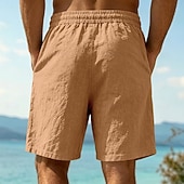 abordables Vacances-Homme Shorts Shorts en Lin Shorts d'été Shorts de plage Cordon de serrage Taille Élastique Uni Confort Respirant Longueur Genou Quotidien Extérieur Fête Vacances Mode Noir Blanche Non Elastique