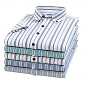 baratos camisas masculinas oxford-Homens Camisa Social Saia camisa de botão Camisa Oxford Bloco de cor Casual Diário Branco Amarelo Azul Marinha Azul Royal Manga Curta Aberto para a Lateral Verão Primavera Roupa Patchwork