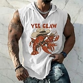 preiswerte Camisetas tropicales de vacaciones-Herren-Weste im Western-Boho-Vintage-Stil mit Kapuze, ärmellos, mit Kapuze, Grafikprint, aus Baumwoll-Leinen-Mischgewebe, ausgefranstem Saum, lockerer Passform, Sommer-Casual-Design, Größen S, M, L,