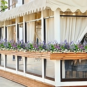 preiswerte Künstliche Blume-30 künstliche Blumenarrangements in Lila und Weiß mit Lavendel, Veilchen, Perserfarn und Eukalyptus, realistische, farbechte Seidenblumen für Garten, Zuhause, Hochzeit, Party, Balkon und Terrasse