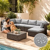 olcso Teraszpárna huzat-8 db vízálló teraszra nyúló kanapéhuzat kültéri párnahuzat-csere, tartalmaz 4 háttámlát és 4 párnát, kanapéülés-huzatot, bútorvédőt