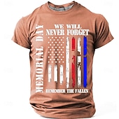  Herdenkingsdag Voor heren Amerikaanse Amerikaanse vlag T-shirt Korte mouw T-shirt 3D-afdrukken Strakke ronde hals Overhemd Modieus Dagelijks Dagelijks Straat Rood Hemelsblauw Grijs Zomer Lente Kleding