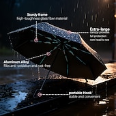 halpa Sateenvarjot-Automaattinen taittuva sateenvarjo vahvistetulla rungolla, paksunnetuilla kaariauhoilla, mustalla aurinkosuojalla, UV-suojalla, kannettava sadesuoja &amp;aurinkovarjo