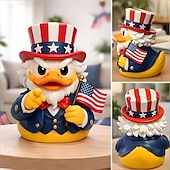 abordables 250e Anniversaire des États-Unis-Figurine d'oncle canard patriotique, statuette amusante d'oncle canard avec drapeau américain &amp;Chapeau haut-de-forme, décorations du 4 juillet, décoration intérieure américaine originale, décoration