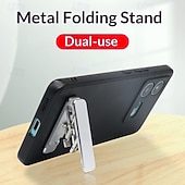 abordables Supports de téléphone-Lot de 2 supports de téléphone ultra-fins en métal, pliables et réglables, pour bureau, position verticale. &amp;Support adhésif horizontal pour iPhone 17, 16, 15 Pro Max, Samsung Galaxy et tous les