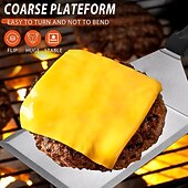 ieftine Grătare și gătit în aer liber-Set de 2 bucăți pentru zdrobirea burgerilor la grătar, set de spatule din oțel inoxidabil cu zdrobitor mare pentru burgeri, presă pentru burgeri și spatulă pentru grătar, ideal pentru gătit în aer