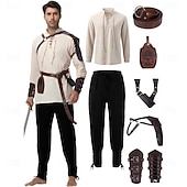 cheap Outfits-Medieval Renaissance Pants Waist Belt Shirt Long Sleeves Lace up Fancy Dress Men's Masquerade Party Renaissance Fair LARP Adults' Shirt Pants Shoulder Armor