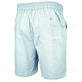 cheap Classic-Men's Shorts Linen Shorts Summer Shorts Beach Shorts Drawstring Elastic Waist Plain Comfort Breathable Short Daily Outdoor Beach Vacation Fashion Blue Black Inelastic
