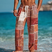 economico Pantaloni casual stampati da uomo-Per uomo Blocco di colori Patchwork Stile Boho Pantaloni Pantaloni Larghi Misura del girovita medio Etnico Vintage Retrò Casa All'aperto Vacanza Coulisse Elastico in vita Gamba larga Estate Primavera