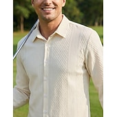 cheap Men's Button Up Shirts-Men's Shirt Casual Shirt Button Up Shirt Jacquard Shirt Blue Black Green khaki Dark Blue Long Sleeve Plain Shirt Collar Casual Daily Buttons Clothing Apparel Elegant Fashion Casual