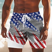  Herren 250. Jahrestag des Unabhängigkeitstages der USA am 4. Juli Amerikanische Flagge Gefütterte Shorts 2 in 1 Badeshorts Badeshorts Mittlere Taille Patriotisch Ferien Seitentaschen Mit