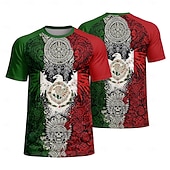  Herren-Fußballtrikot im Azteken-Adler-Design, inspiriert von Mexiko, sportliches Sommer-Kurzarmshirt, UPF 50+, schnelltrocknend, atmungsaktiv, 2026, Fußball-Fan-Shirt, Turnier, Fußball, Fitnessstudio,