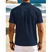economico Vacanza-Per uomo Camicia Camicia di lino Camicia Estiva Camicia da Spiaggia Camicia con Bottoni Semplice Vacanza Ferie Nero Bianco Blu marino Azzurro cielo Manica Corta Collo a Lancia Estate Primavera