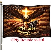 abordables 250º Aniversario-Bandera de doble cara de 3 capas del 250 aniversario de EE. UU. para exteriores, nosotros el pueblo 1776-2026, bandera patriótica para jardín, bandera estadounidense del 250 aniversario para la casa