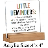 cheap Gifts-Inspirational Motivational Gifts Employee Appreciation Gifts Little Reminders You are Enough Clear Desk Decorative Sign Acrylic Sign With Wooden Stand for Office Desk Table Shelf