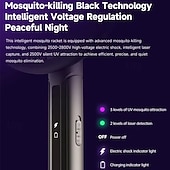 abordables Contrôle des Insectes Intérieur-Tapette à mouches électrique 2 en 1 &amp;Raquette anti-insectes, tueur de moustiques automatique avec laser de chasse &amp;Lampe UV, poignée extensible, tête pliable à 90° pour fixation murale, rechargeable