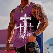 preiswerte Schädel &amp; Knochen-Herren Crusaders Bibel Drei Heilige Kreuze Golgatha Abgenutzt Christlich Religiös Vintage Tanktop Grafik Muskel-Passform Ärmellos Fitness Freizeit Sommer Streetwear Designer Bekleidung
