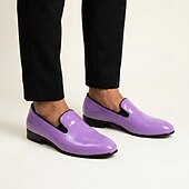 cheap Loafers-Men's Purple Patent Loafers Slip-On Dress Shoes Glossy Statement Footwear for Stylish Men, Weddings, Parties, Banquets, Prom and Evening Events
