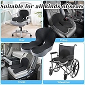 cheap Car Seat Covers-Ergonomic Memory Foam Seat Cushion - Orthopedic Chair Pad for Office Chair, Tailbone &amp; Coccyx Pain Relief Seat Pillow for Car, Gaming Chair, Wheelchair, Breathable Cover, Non-Slip
