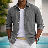 economico Camicie casual eleganti da uomo-Camicia SoftFade™ da uomo camicia casual camicia sbiadita tinto in capo 100% cotone camicia lavata in acido nera verde chiaro bordeaux blu navy blu maniche lunghe camicia semplice colletto