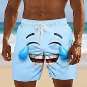 voordelige Retro Vintage &amp; Ethisch-Voor heren 3D-cartoon Grappig Lach gezicht Lange zwembroeken Badpakken Zwembroeken Boardshorts Medium Taille Retro vintage Strandvakantie Zijzakken Mesh voering Elastische tailleband met trekkoord