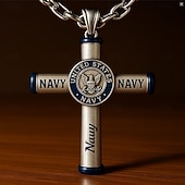 お買い得  アメリカ合衆国250周年-男性用アメリカ軍十字架ネックレス、USMC愛国記念ペンダント、決して忘れられない戦没者追悼記念日刻印入り十字架（アメリカ国旗ディテール付き）、退役軍人や戦没者への追悼ジュエリーギフト