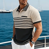 economico Polo Classico da Uomo-Per uomo Maglia da golf Polo a Maglia Waffle Casuale Affari Classico Manica Corta Moda Moderno Tinta unica A righe Blocco di colore Bottoni Primavera &amp; Estate Estate Primavera Vestibilità regolare