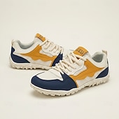 baratos Sapatos Casuais com Cadarço-Tênis casuais masculinos brancos, amarelos e azul-marinho com cadarço, leves, respiráveis e confortáveis para caminhada, ideais para uso diário, viagens, lazer ao ar livre e atividades de fim de semana.