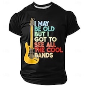  Maglietta da uomo "Potrei essere vecchio, ma ho visto tutte le band più cool" con grafica vintage e chitarra, vestibilità regolare, stile retrò, rock, regalo, abbigliamento firmato, taglie S, M, L,