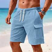 billige Hverdagsshorts-Herre Cargoshorts Shorts Casual shorts Corduroy shorts Lomme Elastisk midje عادي Med Tekstur Komfort Pustende Over Knæet Avslappet utendørs Strand Ferie Mote Blå Svart Mikroelastisk
