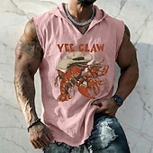preiswerte Camisetas tropicales de vacaciones-Herren-Weste im Western-Boho-Vintage-Stil mit Kapuze, ärmellos, mit Kapuze, Grafikprint, aus Baumwoll-Leinen-Mischgewebe, ausgefranstem Saum, lockerer Passform, Sommer-Casual-Design, Größen S, M, L,