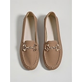 voordelige Damesinstappers &amp; loafers-Dames Groene Kettingdetail Loafers – Comfortabele Instapschoenen voor Dagelijks gebruik Wandelen Reizen en Casual Uitjes