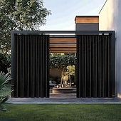 abordables Rideaux imperméables-Panneau de rideau imperméable d'extérieur bleu, rideau à œillets pour pergola, gazebo, porche, balcon, cabane de jardin, résistant aux intempéries