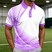 economico Polo geometrica da uomo-Per uomo Geometrico Linea Polo Sportivi Manica Corta Magliette polo Camicie con Colletto Casual Athleisure Abbigliamento quotidiano Stampa 3D Bottoni Primavera &amp; Estate Blu Rosa Viola